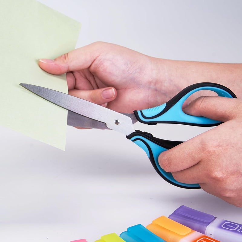 LEVUKIID 8.5 Inch Left Handed Scissors for Left Handed Supplies & Gifts, 3-Color Comfort Grip,Sharp Pointed Tip for Precise Control,Ideal for Adult, Office, Craft, Fabric, Kitchen, School. - Image 3